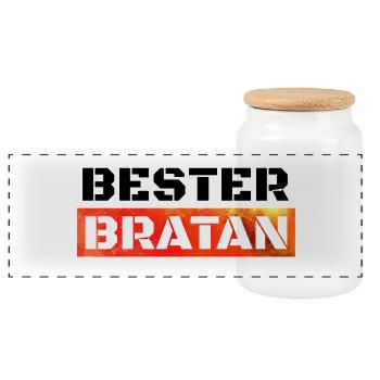 Bester Bratan Bruder Kumpel Digga - Panorama Keksdose mit Holzdeckel - Weiß - Vorne