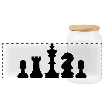 échecs - Boîte à biscuits avec couvercle en bois - blanc - Devant