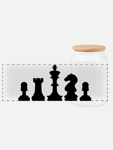 Schach - Panorama Keksdose mit Holzdeckel - Weiß