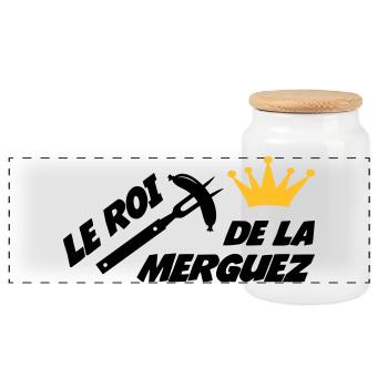 Le Roi de la Merguez ! - Boîte à biscuits avec couvercle en bois - blanc - Devant
