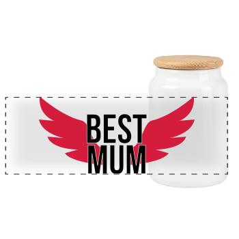 Best Mum - Panorama Keksdose mit Holzdeckel - Weiß - Vorne