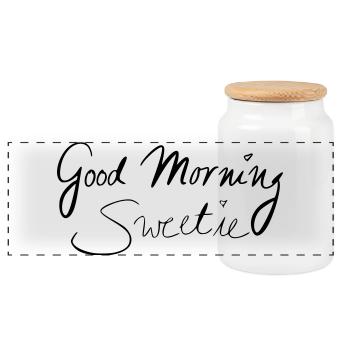 Good morning sweetie - Panoramic Cookie Jar with Wooden Lid - white - Front