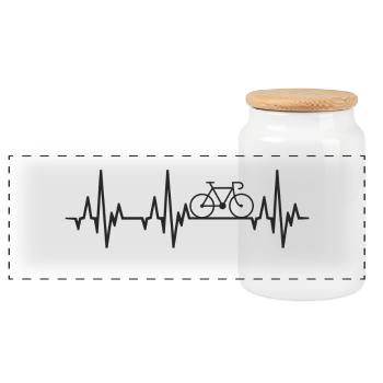 Vélo de route Heartbeat - Boîte à biscuits avec couvercle en bois - blanc - Devant