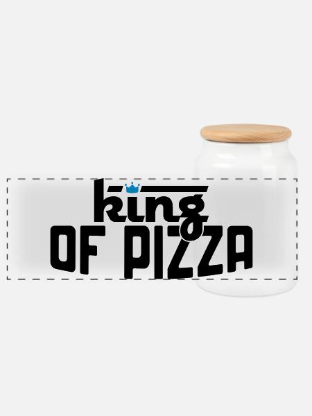 Pizza - Panorama Keksdose mit Holzdeckel - Weiß