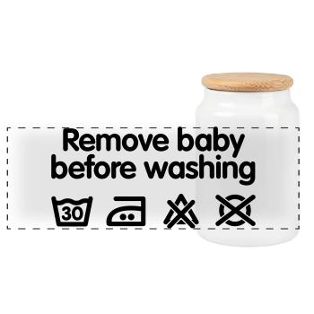 Remove baby before washing - Boîte à biscuits avec couvercle en bois - blanc - Devant