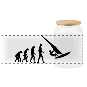 Planche à voile / Véliplanchiste / Windsurf / - Boîte à biscuits avec couvercle en bois - blanc - Devant