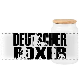 IPO Deutscher Boxer - Panorama Keksdose mit Holzdeckel - Weiß - Vorne