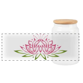 Grande fleur de lotus. Yoga. - Boîte à biscuits avec couvercle en bois - blanc - Devant
