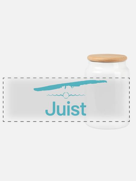 Juist | Design-Landkarte - Panorama Keksdose mit Holzdeckel - Weiß