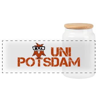 UNI POTSDAM - Panorama Keksdose mit Holzdeckel - Weiß - Vorne