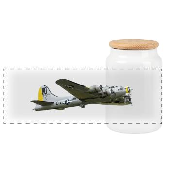 B-17 - Panoramic Cookie Jar with Wooden Lid - white - Front