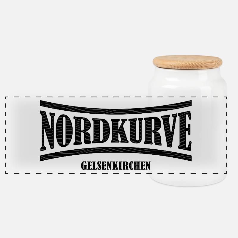 Nordkurve Gelsenkirchen Geschenkidee - Panorama Keksdose mit Holzdeckel - Weiß