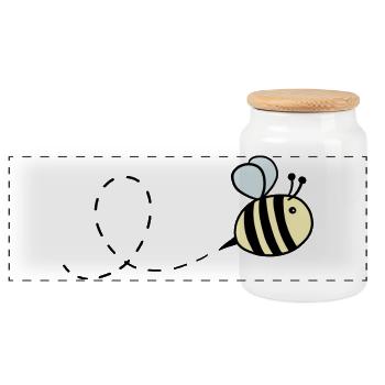 Hummel pastell fliegend - Panorama Keksdose mit Holzdeckel - Weiß - Vorne
