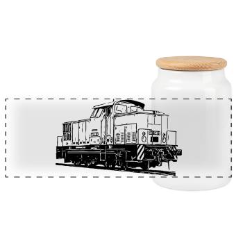 V 60 Diesel Locomotive - Boîte à biscuits avec couvercle en bois - blanc - Devant