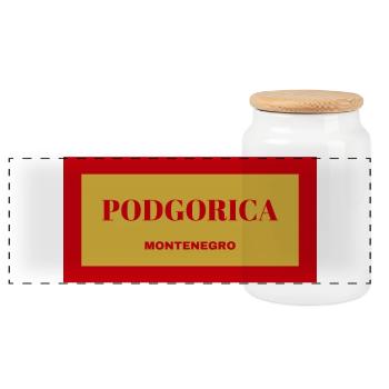 Podgorica City au Monténégro Drapeau Couleurs - Boîte à biscuits avec couvercle en bois - blanc - Devant