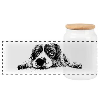 Cocker Spaniel - Boîte à biscuits avec couvercle en bois - blanc - Devant