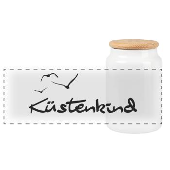 Küstenkind - Panorama Keksdose mit Holzdeckel - Weiß - Vorne