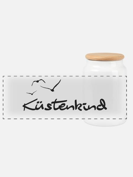 Küstenkind - Panorama Keksdose mit Holzdeckel - Weiß