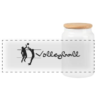 Volleyball - Panoramic Cookie Jar with Wooden Lid - white - Front