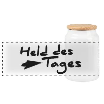 Hero of the day - Panoramic Cookie Jar with Wooden Lid - white - Front
