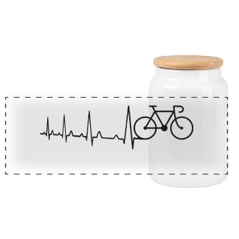 Heartbeat Road Bike Bike - Panoramic Cookie Jar with Wooden Lid - white - Front