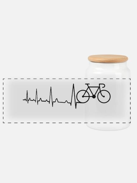 Herzschlag Rennrad Fahrrad - Panorama Keksdose mit Holzdeckel - Weiß