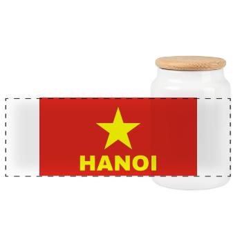 La ville de Hanoi dans le drapeau vietnamien - Boîte à biscuits avec couvercle en bois - blanc - Devant