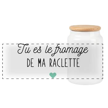 Tu es le fromage de ma raclette - Boîte à biscuits avec couvercle en bois - blanc - Devant