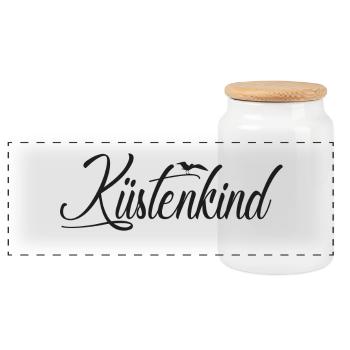 Küstenkind - Panorama Keksdose mit Holzdeckel - Weiß - Vorne