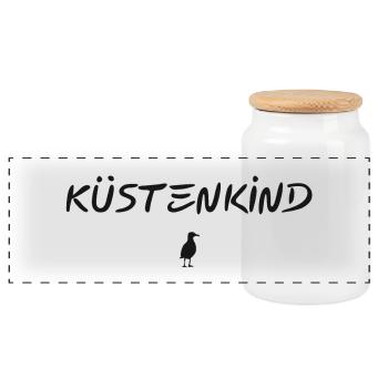 Küstenkind - Panorama Keksdose mit Holzdeckel - Weiß - Vorne