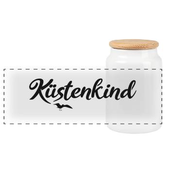 Küstenkind - Panorama Keksdose mit Holzdeckel - Weiß - Vorne