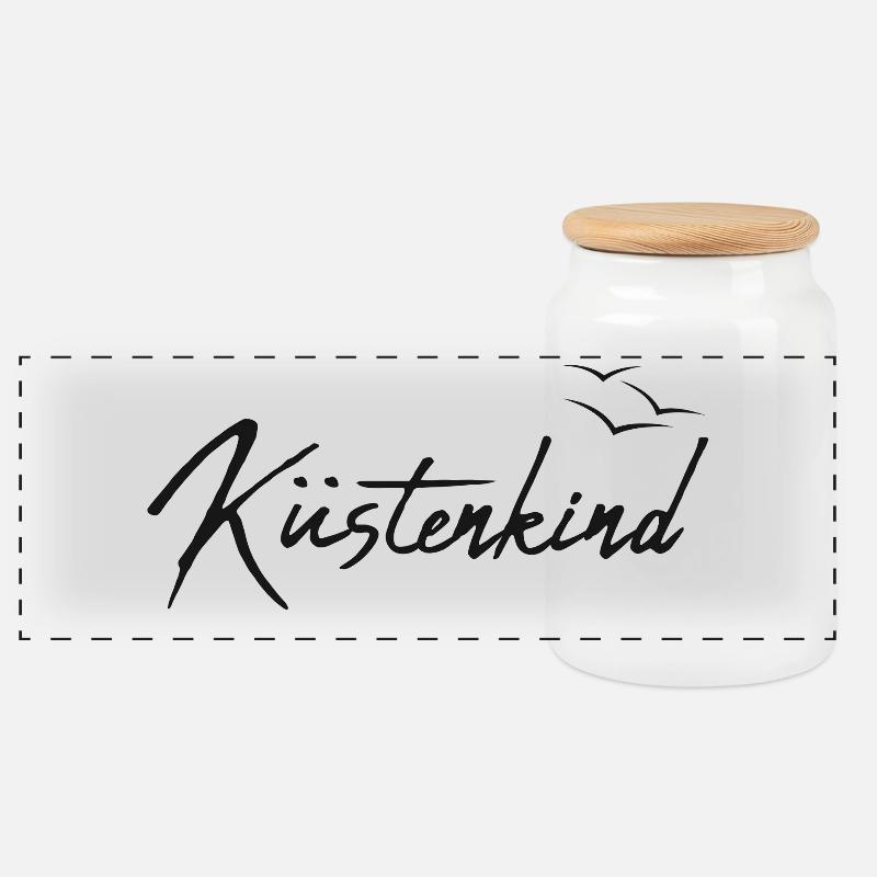Küstenkind - Panorama Keksdose mit Holzdeckel - Weiß