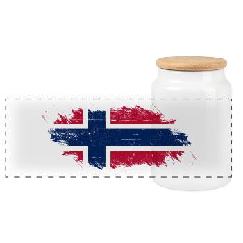 Pinselstrich Norwegische Flagge - Panorama Keksdose mit Holzdeckel - Weiß - Vorne