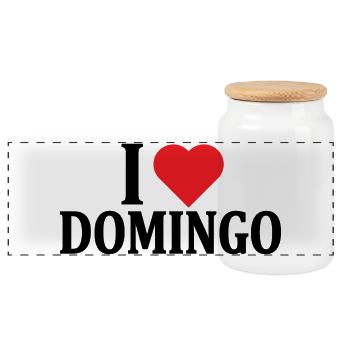 T-shirt I love Domingo t-shirt gift idea - Panoramic Cookie Jar with Wooden Lid - white - Front