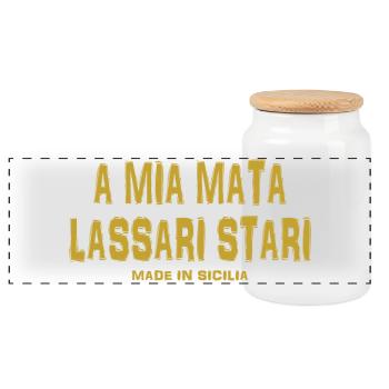 t-shirt Sicily t-shirt Trinacria siciliano - Panoramic Cookie Jar with Wooden Lid - white - Front