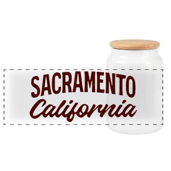 Sacramento Script California Tee - Panorama Keksdose mit Holzdeckel - Weiß - Vorne