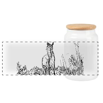 Pferde T-shirt Geschenk Reiter  - Panorama Keksdose mit Holzdeckel - Weiß - Vorne
