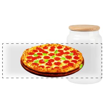 Pizza - Boîte à biscuits avec couvercle en bois - blanc - Devant