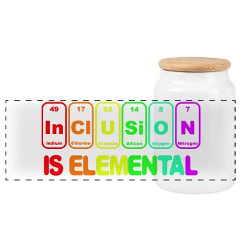 L’inclusion est élémentaire # - Boîte à biscuits avec couvercle en bois - blanc - Devant