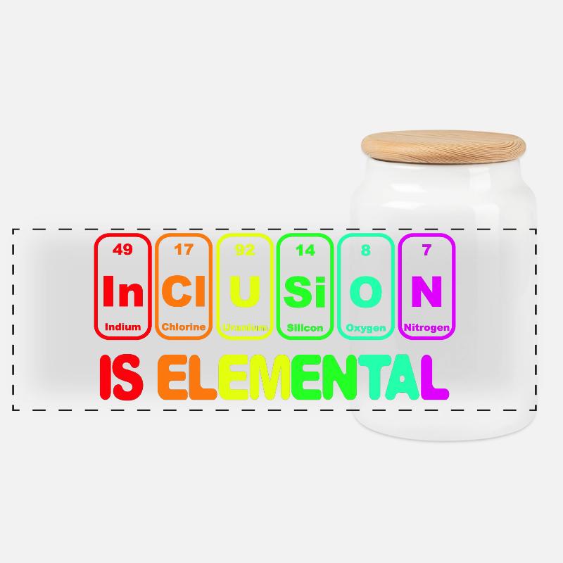L’inclusion est élémentaire # - Boîte à biscuits avec couvercle en bois - blanc