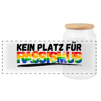 KEIN PLATZ FÜR RASSISMUS - Panorama Keksdose mit Holzdeckel - Weiß - Vorne