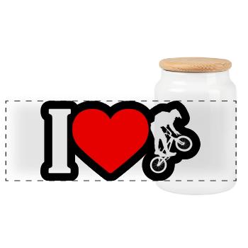 J’adore le vélo - Boîte à biscuits avec couvercle en bois - blanc - Devant