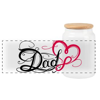Dad Daddy Father's Day Tattoo - Panoramic Cookie Jar with Wooden Lid - white - Front