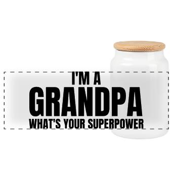 I am a Grandpa - funny grandfather quotes - Panoramic Cookie Jar with Wooden Lid - white - Front