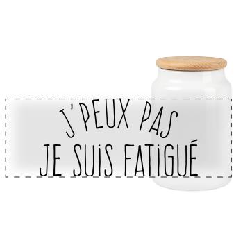 J'peux pas je suis fatigué (masculin)  - Boîte à biscuits avec couvercle en bois - blanc - Devant