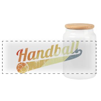 Vintage Handball - Panorama Keksdose mit Holzdeckel - Weiß - Vorne
