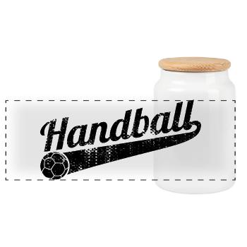 Handball - Panoramic Cookie Jar with Wooden Lid - white - Front