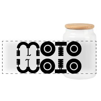 moto, fan de moto, logo moto, motard - Boîte à biscuits avec couvercle en bois - blanc - Devant