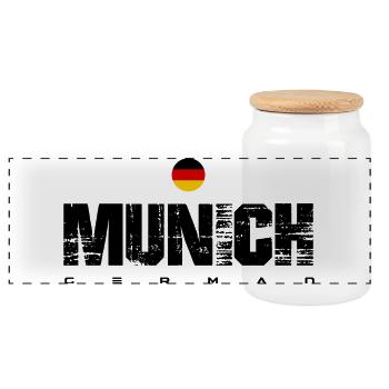 German Flag Circular Emblem - Panoramic Cookie Jar with Wooden Lid - white - Front