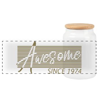Awesome since 1974 Birthday Retro - Panoramic Cookie Jar with Wooden Lid - white - Front